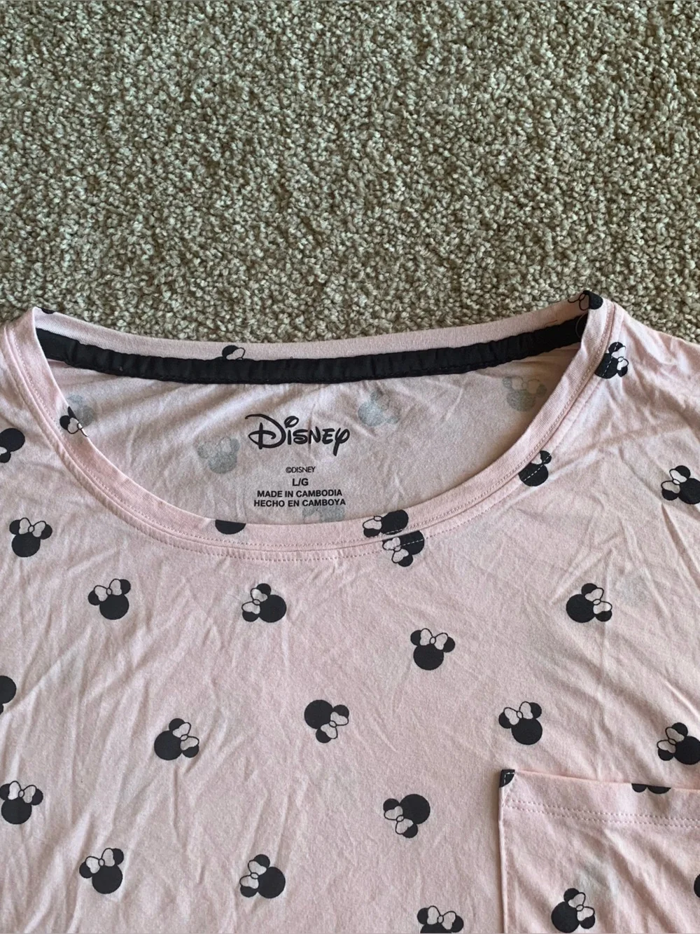 Disney Mickey Mouse Women's Pink Graphic T-Shirt Size L Short Sleeve Pocket Tee - Picture 3 of 7